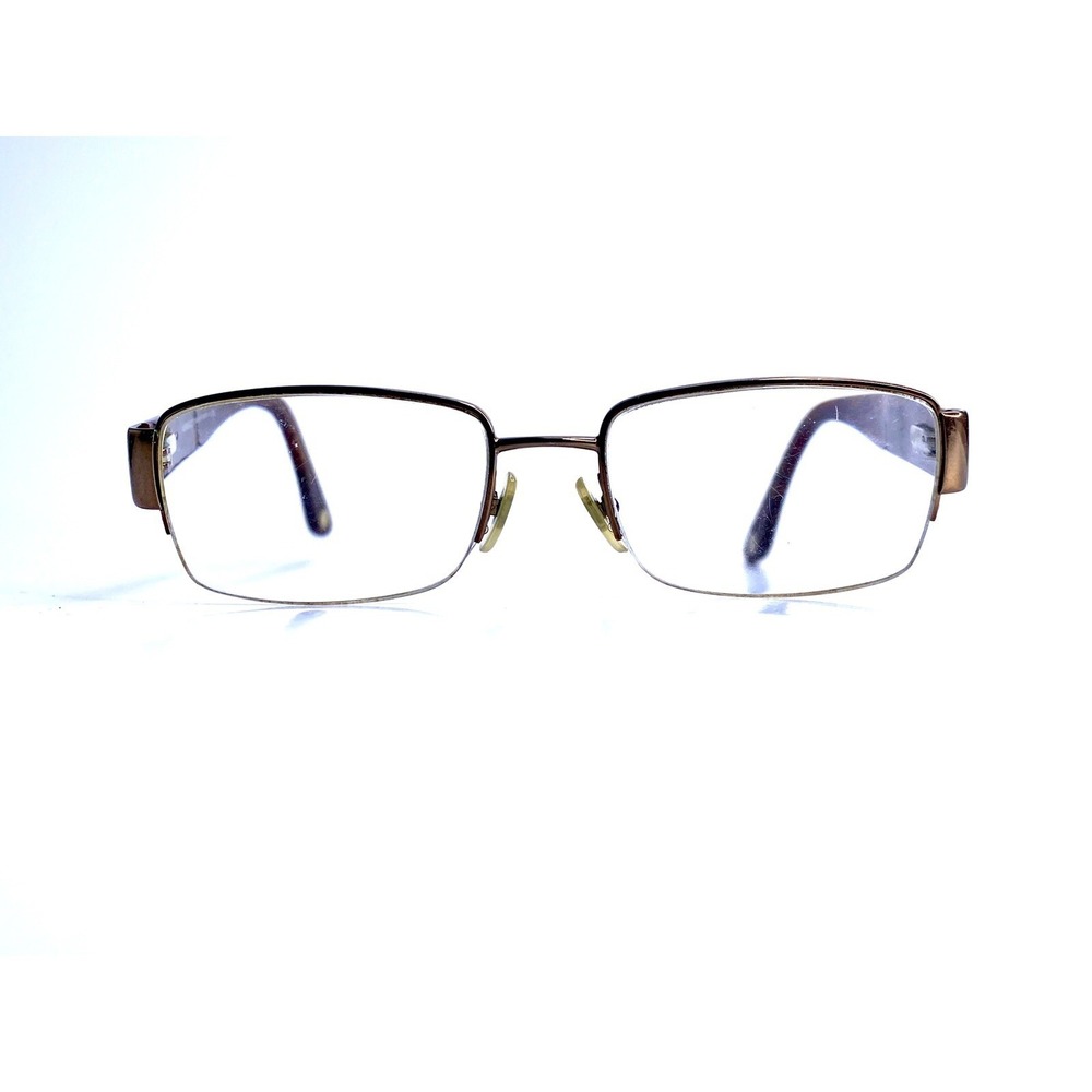 Versace Brown Metal Rectangular Glasses Italy Crystal Temple MOD 1136B 1061 51